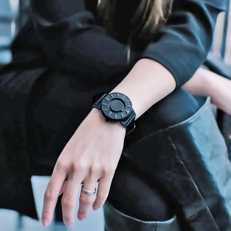 Eutour Magnetic Ball Watch worn on a wrist, highlighting its modern design and durable stainless