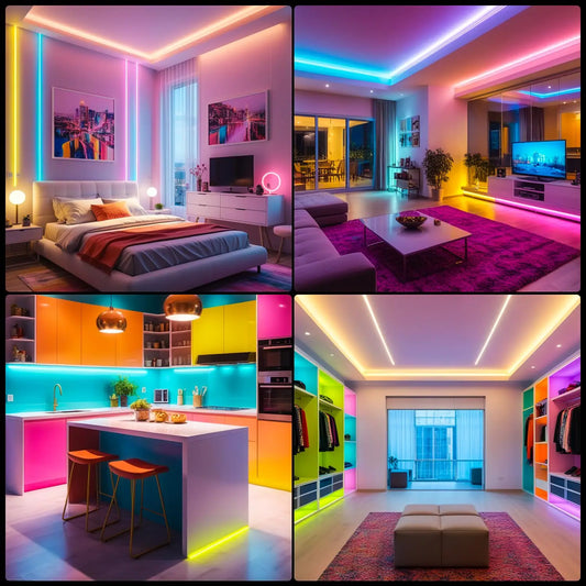 Festival-ready LED strip lights used for home decorations.
