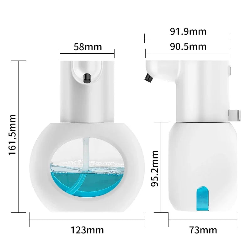 Measurement chart of a xiaomi-automatic-hand-wash-foam, showing dimensions on a white background.