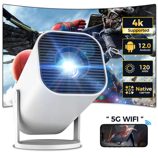 Smart mini projector for home theater and outdoor use, portable projector with 720p HD and 4K support