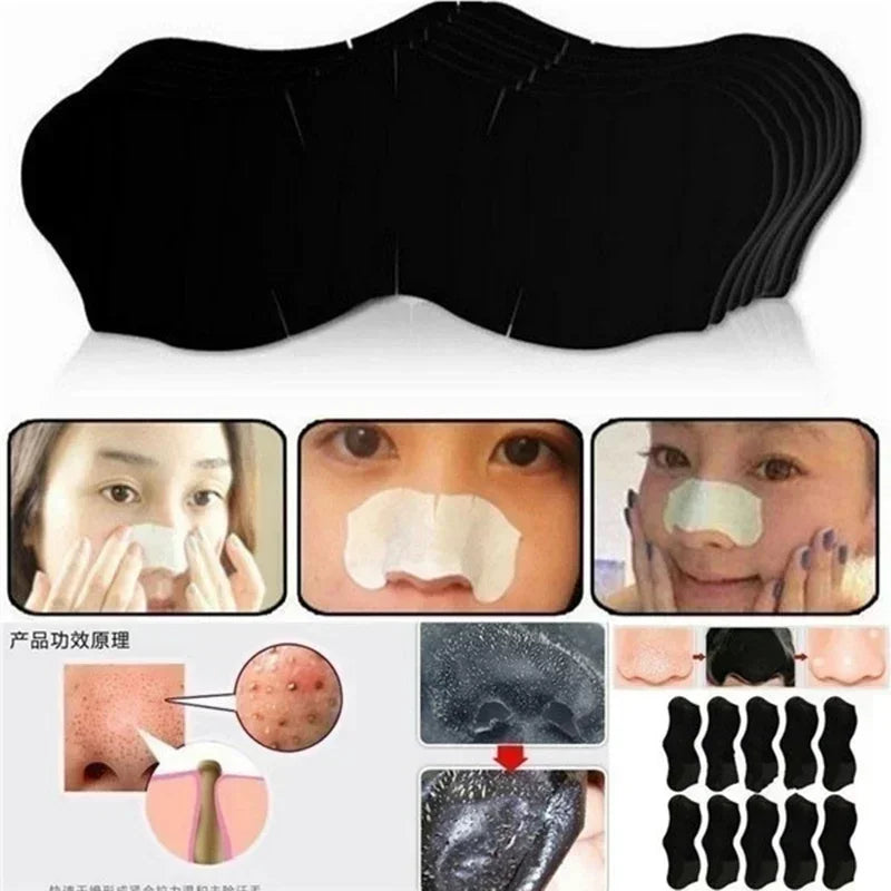 10 blackhead remover strips displayed for instant skin purification.
