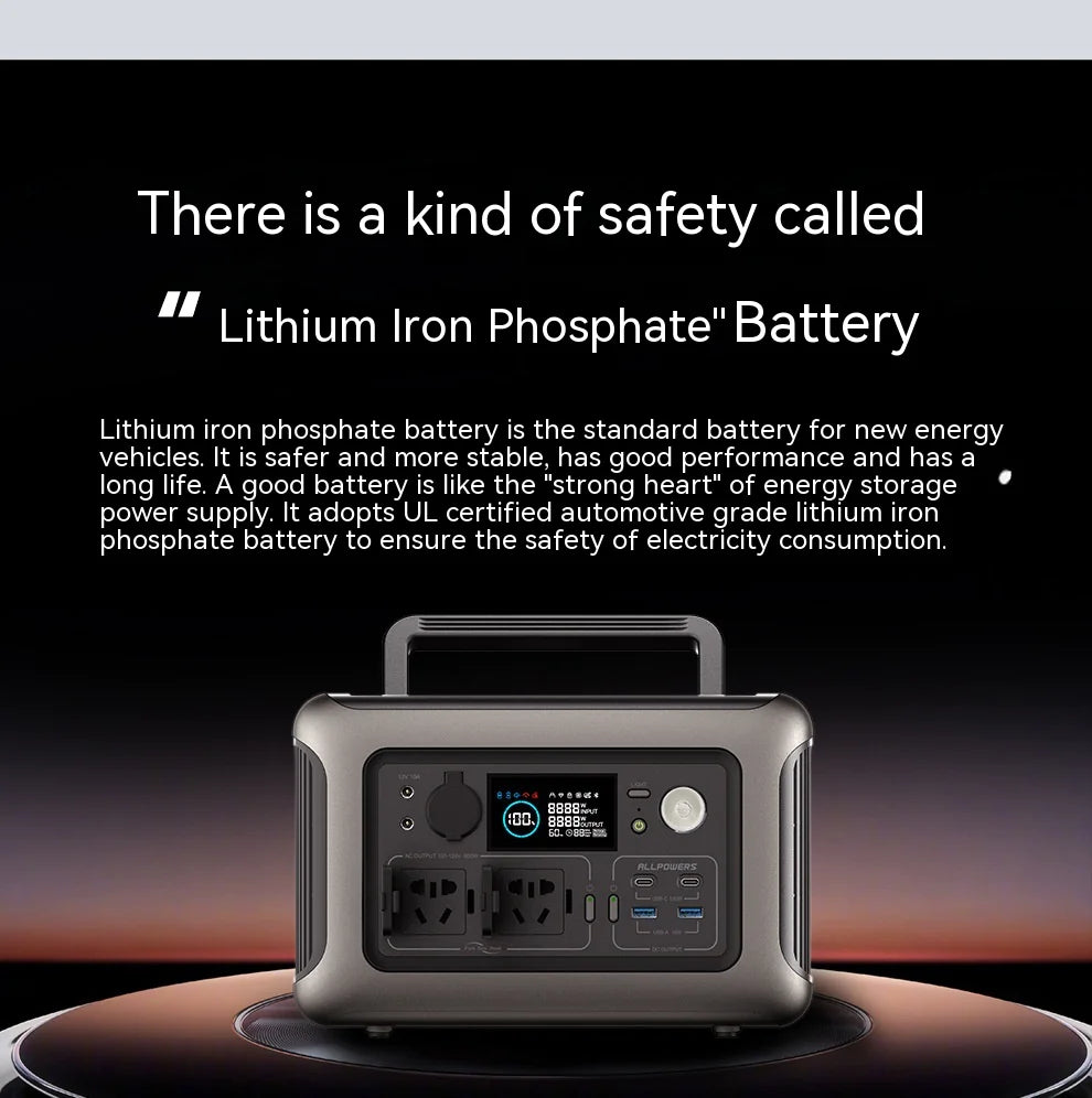 ALLPOWERS R600 Portable Power Station featuring a reliable LiFePO4 battery for long-lasting performance.
