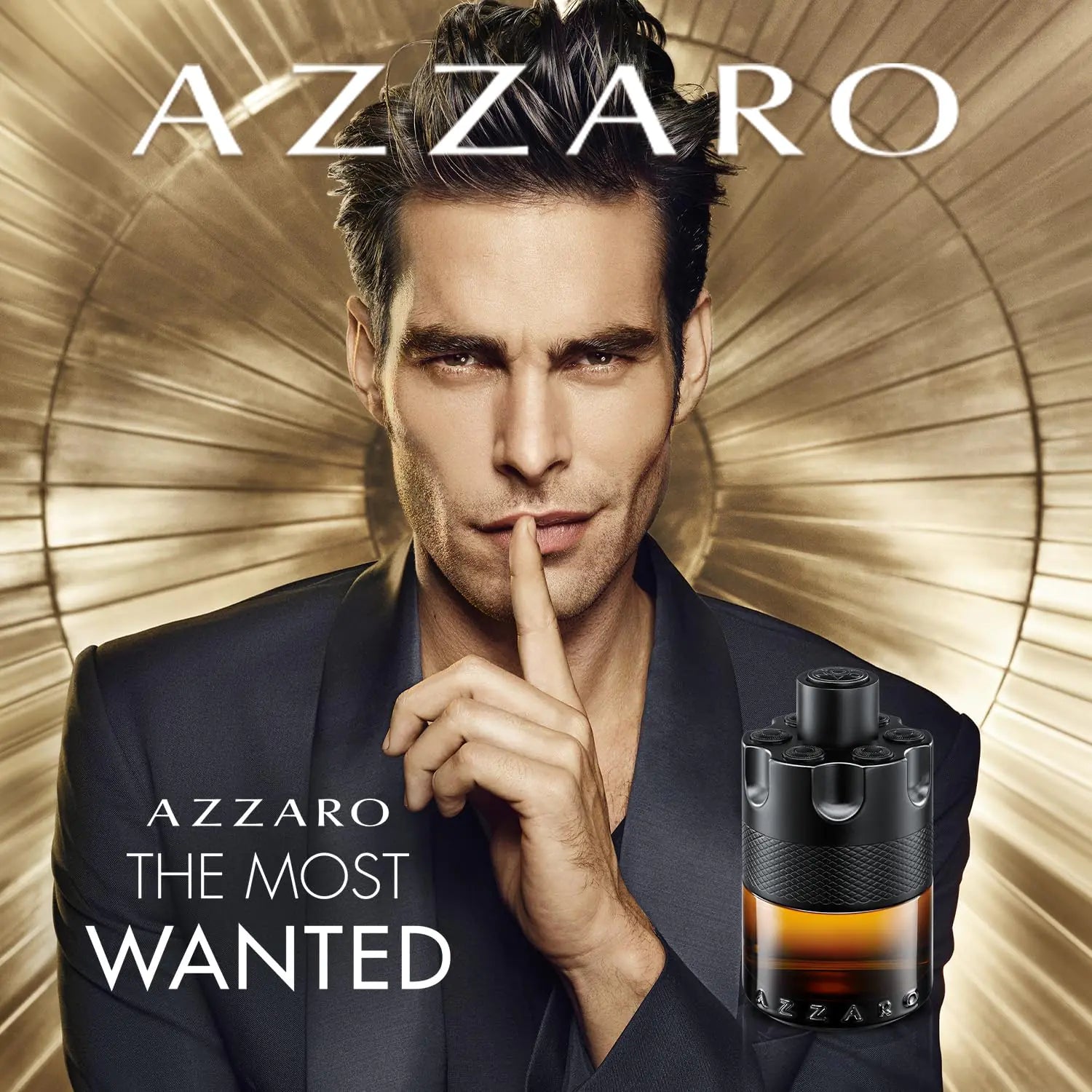 Azzaro cologne showcased as a bold, seductive scent for modern men.
