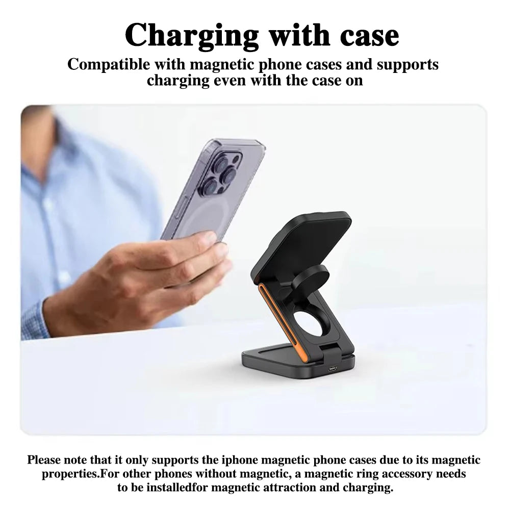 compatible with magnetic phone cases and supports charging even with the case on.