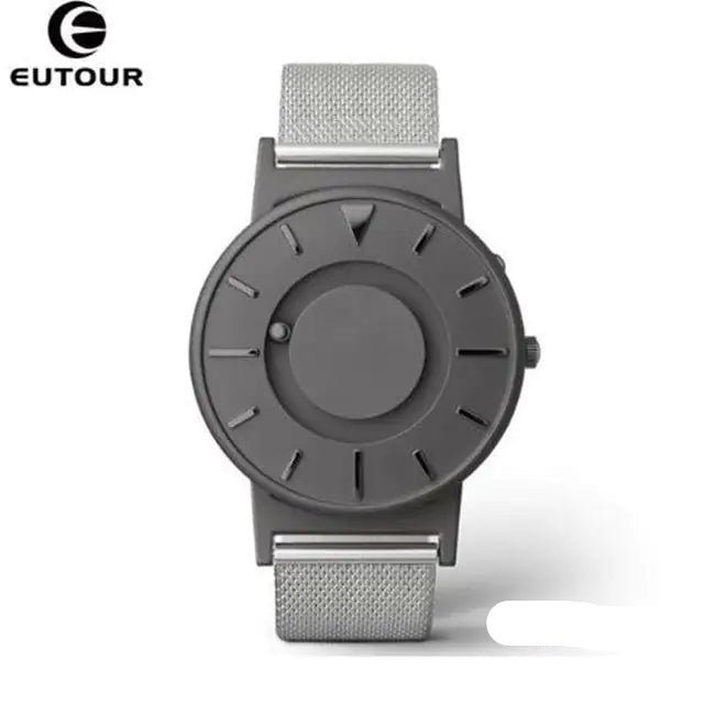 Eutour Magnetic Ball Watch with a sleek stainless steel case and elegant, screw-free design in Gray steel canvas.