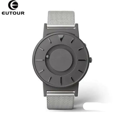 Eutour Magnetic Ball Watch with a sleek stainless steel case and elegant, screw-free design in Gray steel canvas.