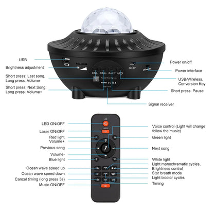 LED  galaxy star projector with remote control settings for customization