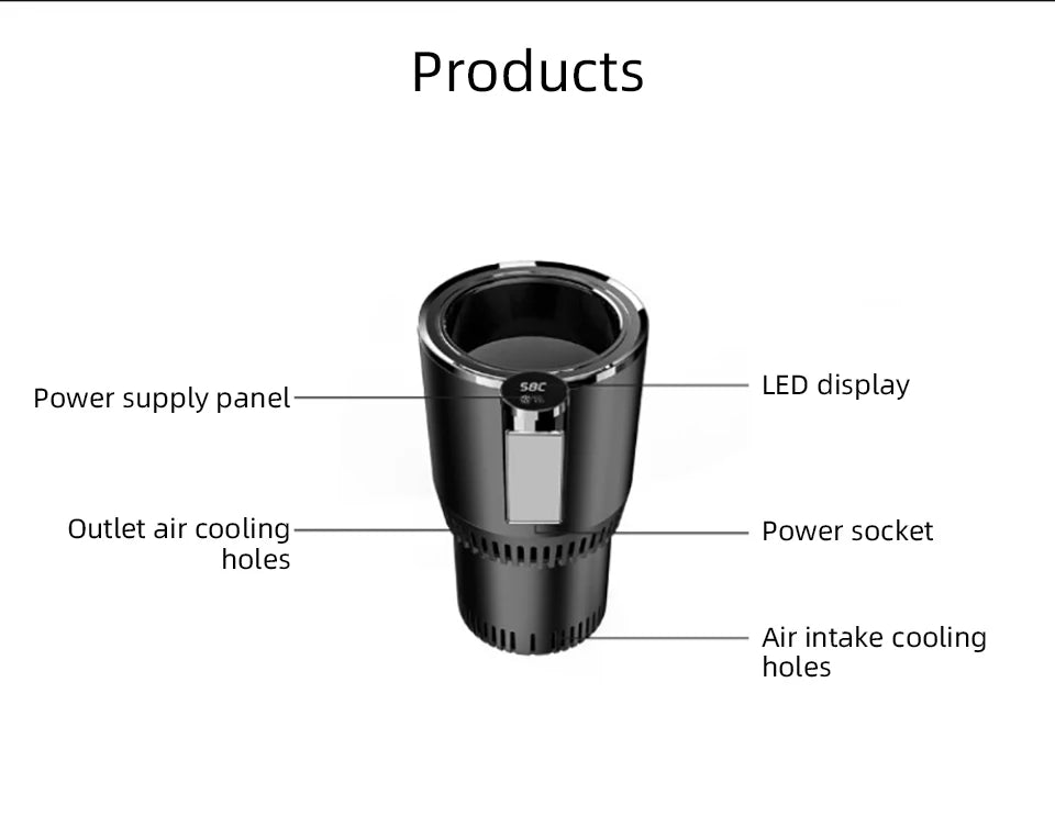 Smart 2-in-1 Car Heating & Cooling Cup with Digital Display product closeup

