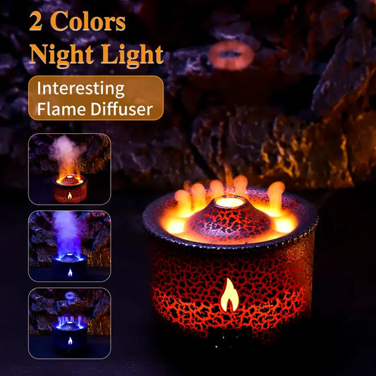 EruptGlow Volcano Flame Humidifier and Diffuser with flame-like lighting effect.

