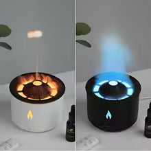 Volcano Air Flame Humidifier and Aroma Diffuser with flame-like lighting effect. and jelly fish smoke flames display