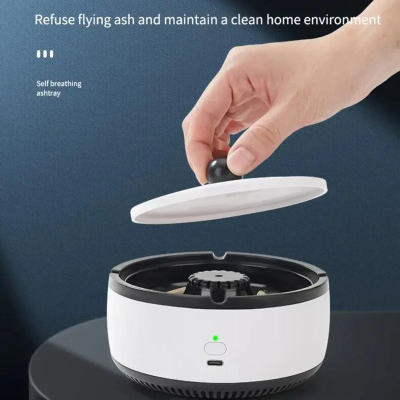 ashtray with air purifier with lid on it prevent flying ash.