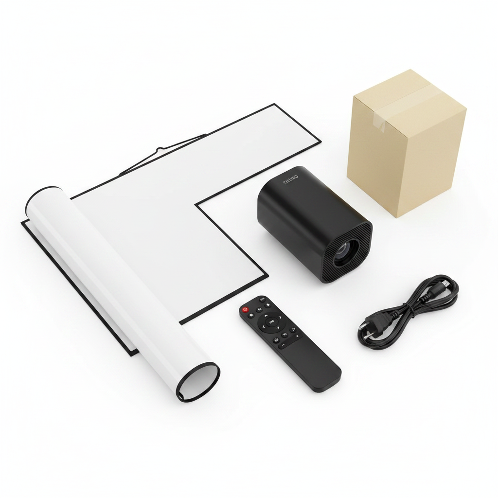 Black Mini Projector with Screen v3
