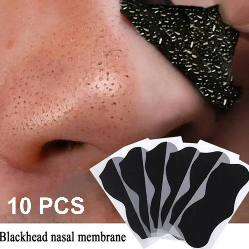 Before and after results of using blackhead remover strips for smoother skin.
