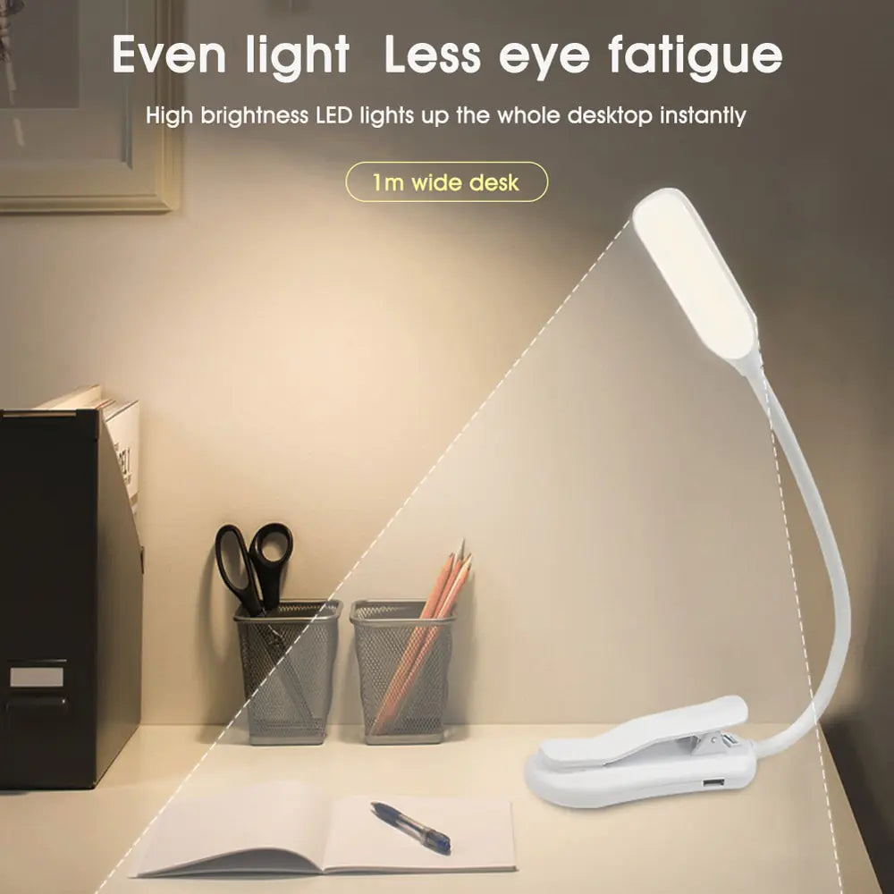 Bright Mini 7-LED rechargeable reading light for reading, studying, and relaxing.