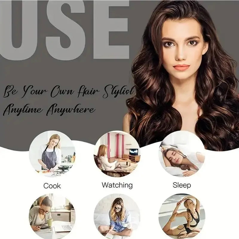 User Styling Hair with Heatless Curling Headband for Soft, Defined Curls