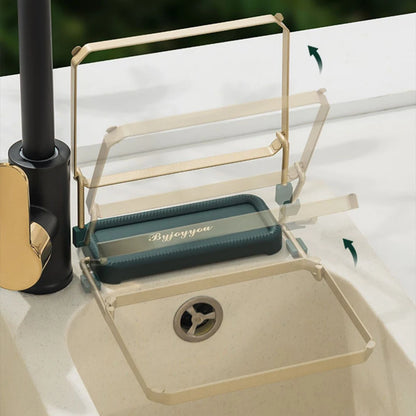 Adjustable holder for green sink garbage net bag – fits most sink edges securely.
