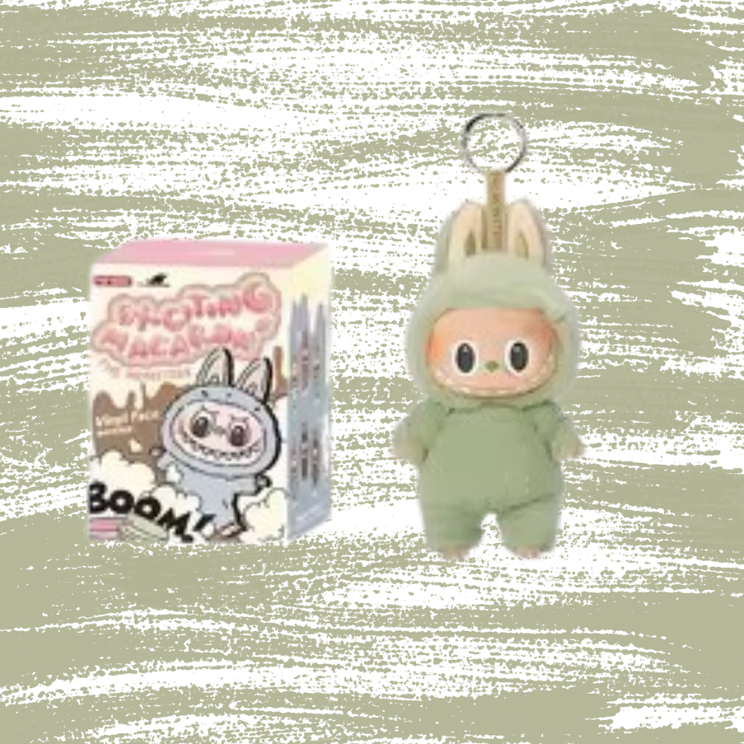 labubu doll green keychain with box