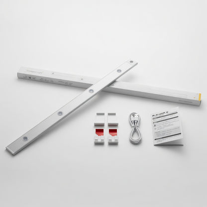 led-light-bar-product-shot, including a cable, connectors, and packaging on a white background