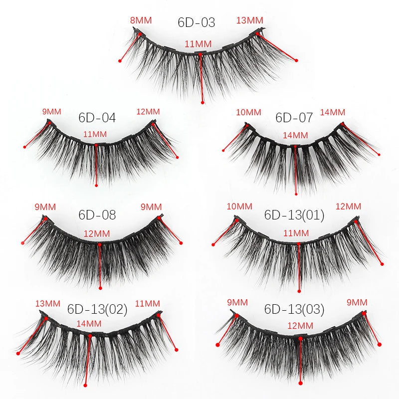 magnetic eyelashes with applicator size chart.