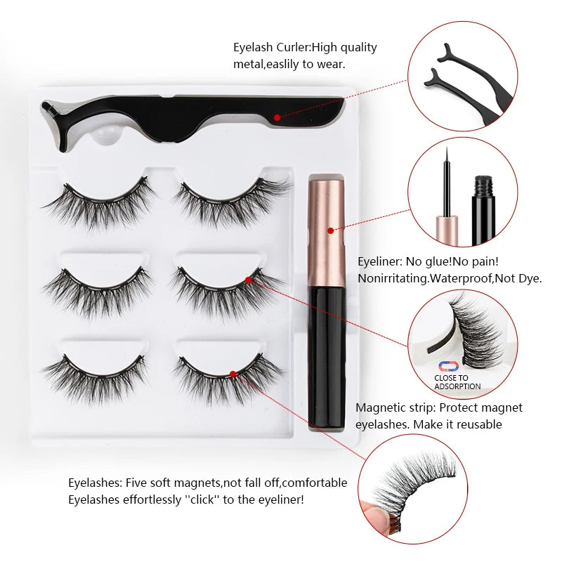 magnetic eyelashes with applicator product show.