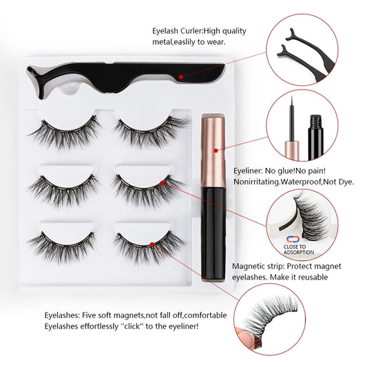 magnetic eyelashes with applicator product show.