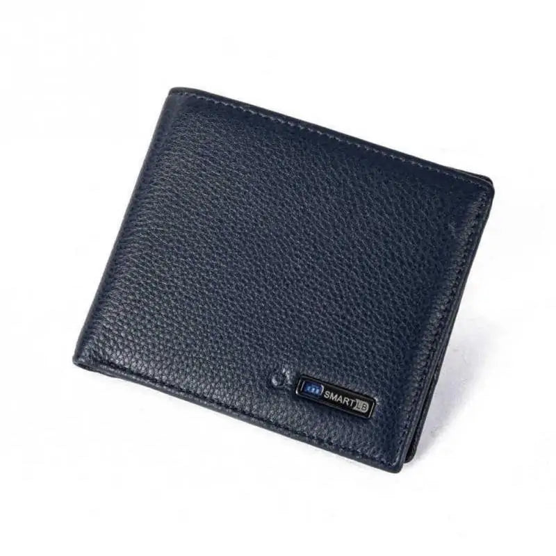 Royal blue Men’s Smart Wallet with business style, showcasing clear ID window and stylish stitching.