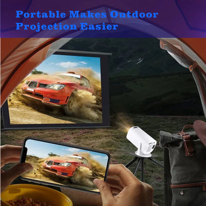 Portable outdoor projector for movies and gaming, compact mini projector with 130-inch display