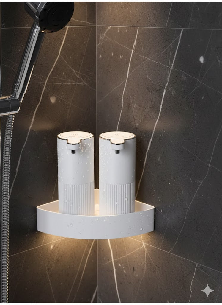 Rechargeable automatic soap dispenser is water proof, the image shows its easy daily use.